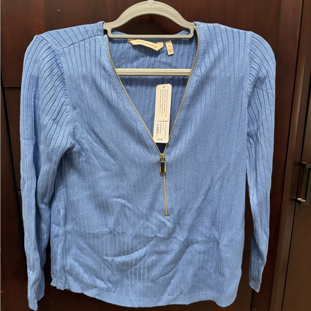 Light zip sweater in blue